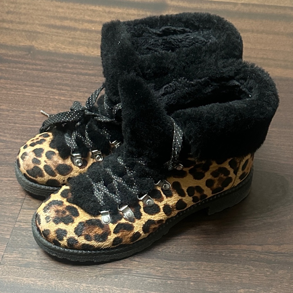 Leopard Print Fur-Lined Boots